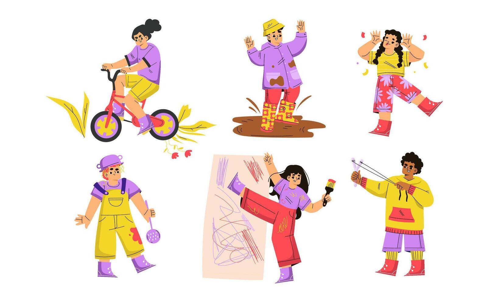 Colorful, creative expressions arise from playful activities that enhance our lives and bring joy vector