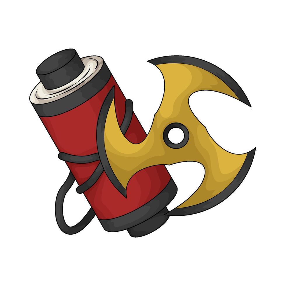 illustration of Star Shuriken with red ninja scroll vector