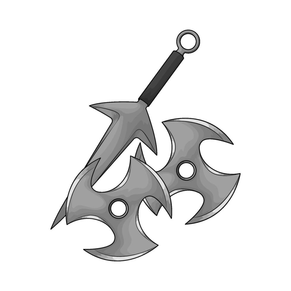 two star shuriken with kunai vector