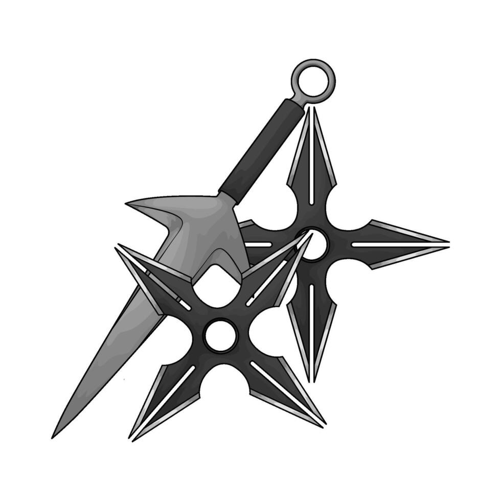 illustration of two star shuriken with kunai vector