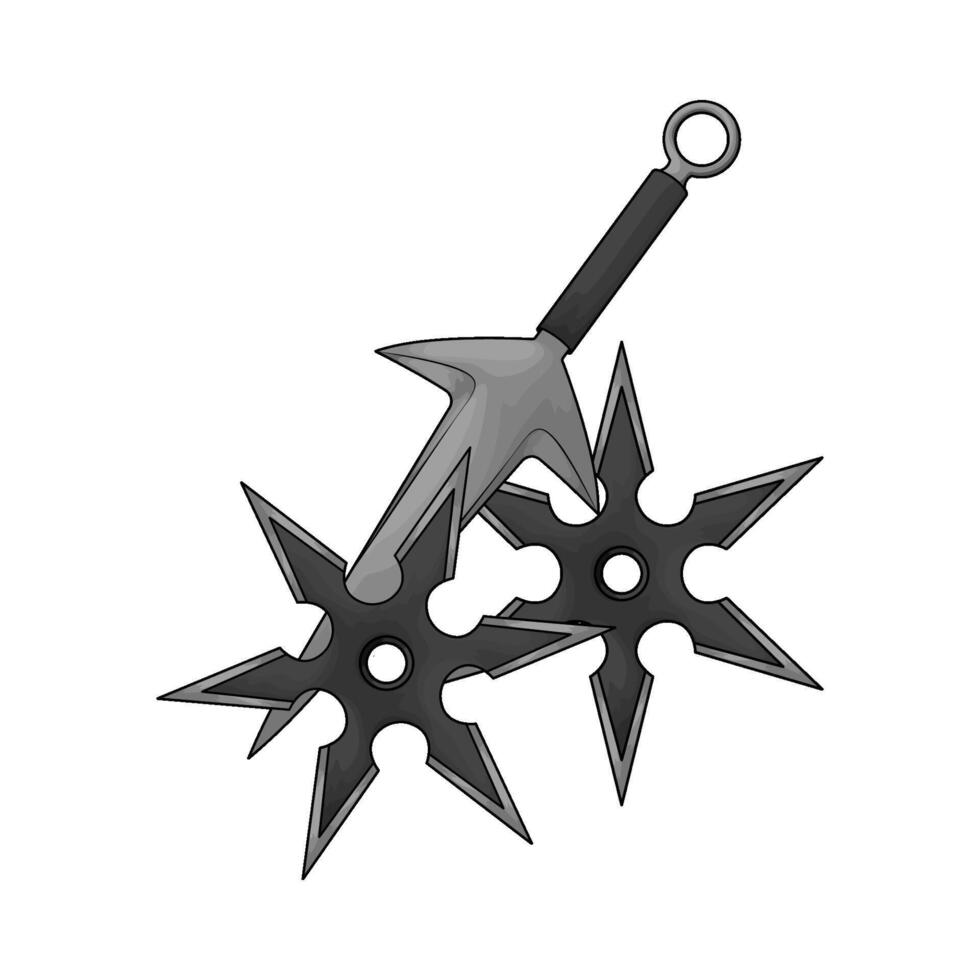 two shuriken with kunai illustration vector