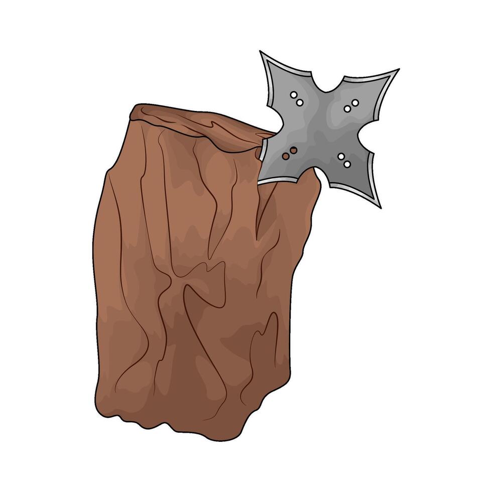 Star Shuriken stuck in wood vector