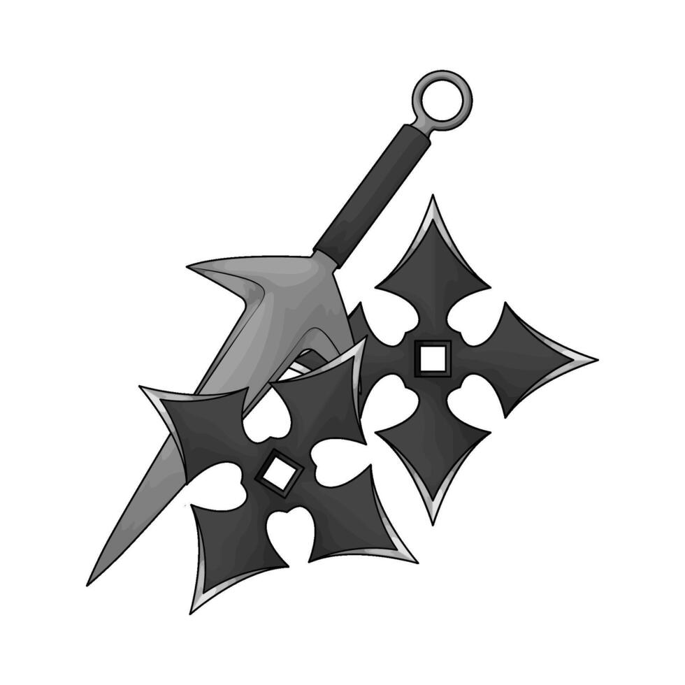 illustration of two shuriken with kunai vector