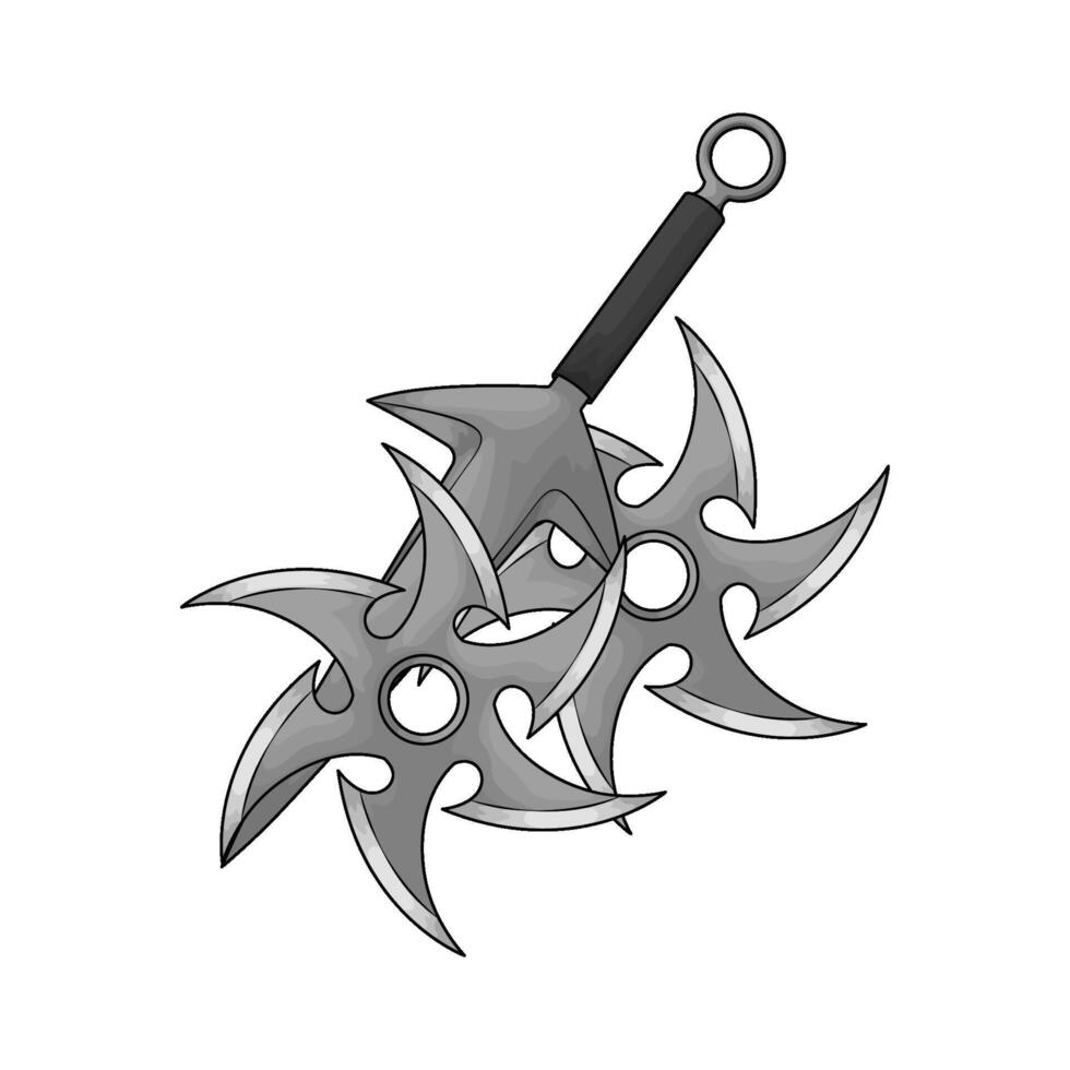 two shuriken and kunai vector