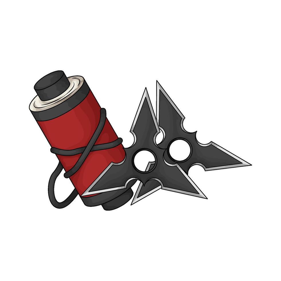 illustration of Shuriken and red ninja scroll vector