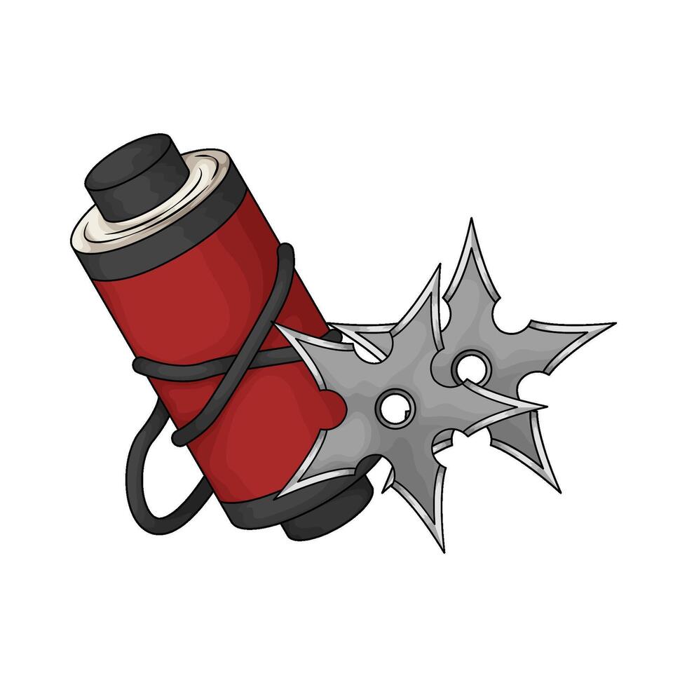 illustration of Shuriken with red ninja scroll vector