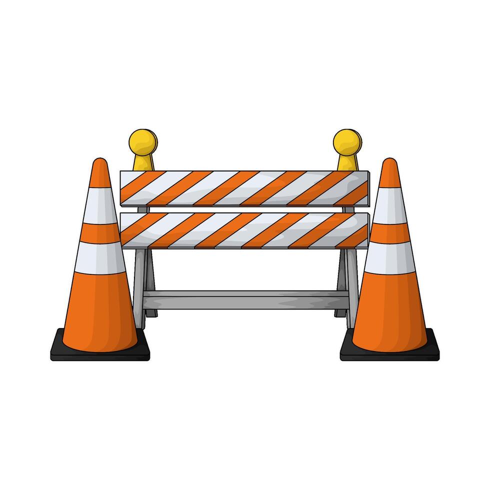 barrier with traffic cones illustration vector