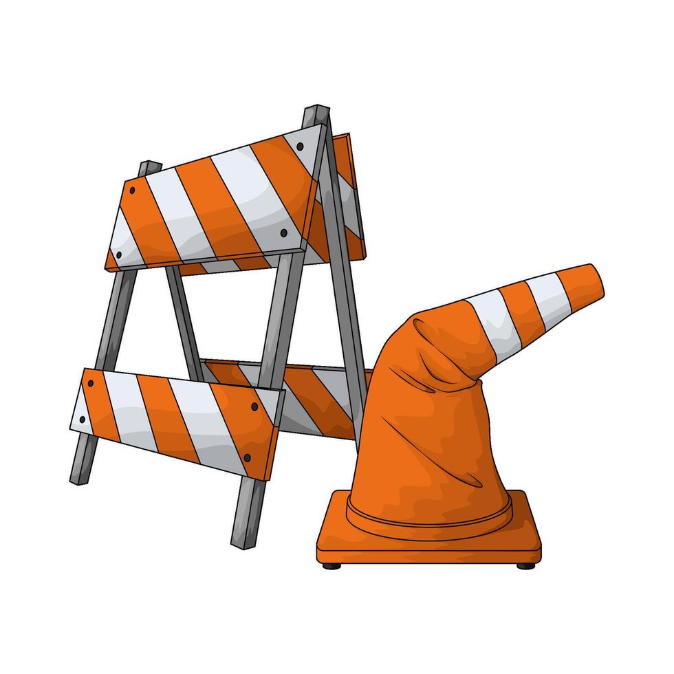 illustration of barrier with traffic cones vector
