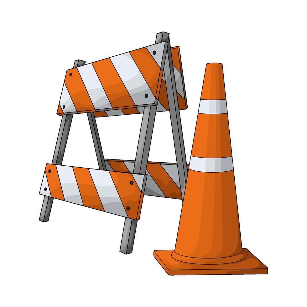 barrier with traffic cones vector