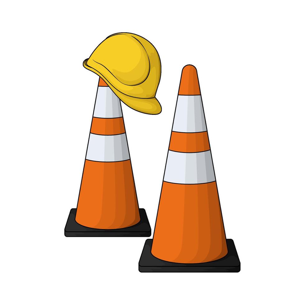 safety helmet on traffic cone vector
