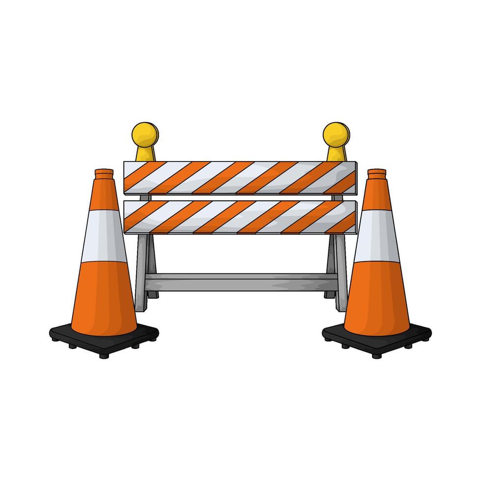 barricade with traffic cone vector