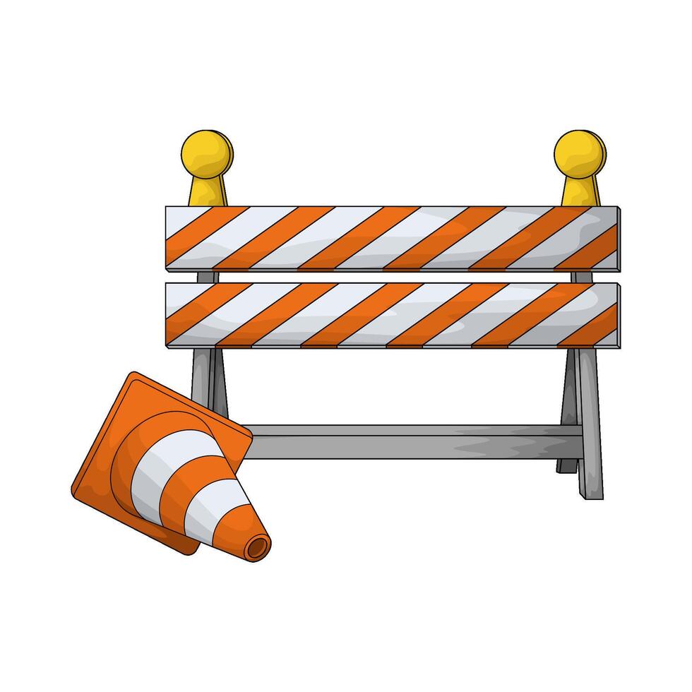 barricade with traffic cone illustration vector