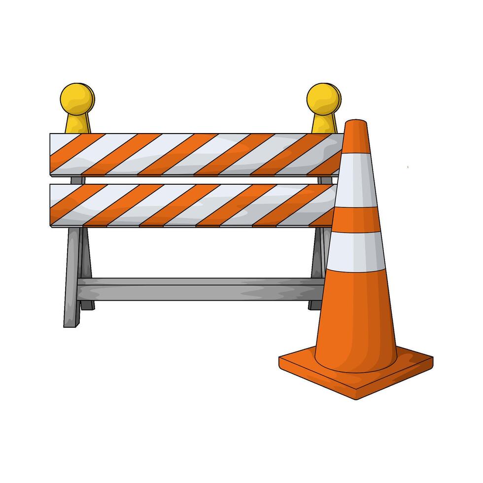 illustration of barricade and traffic cone vector