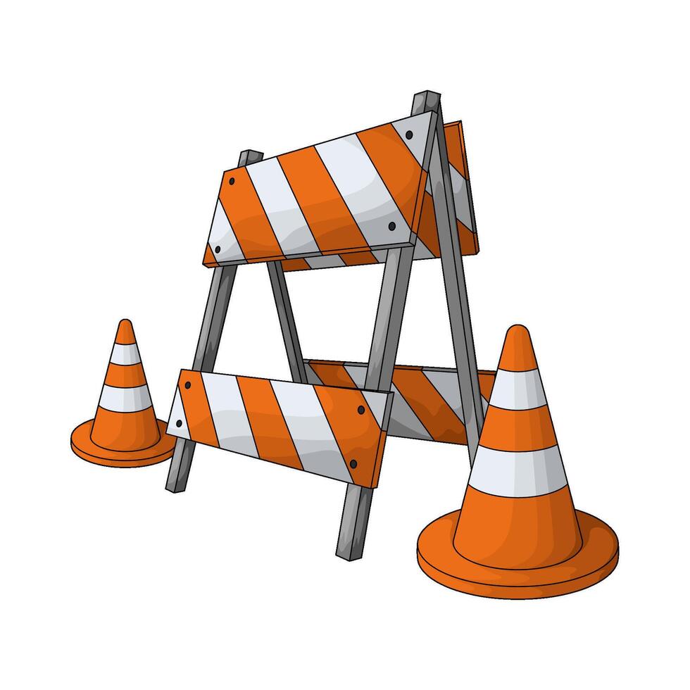 illustration of barricade and traffic cones vector