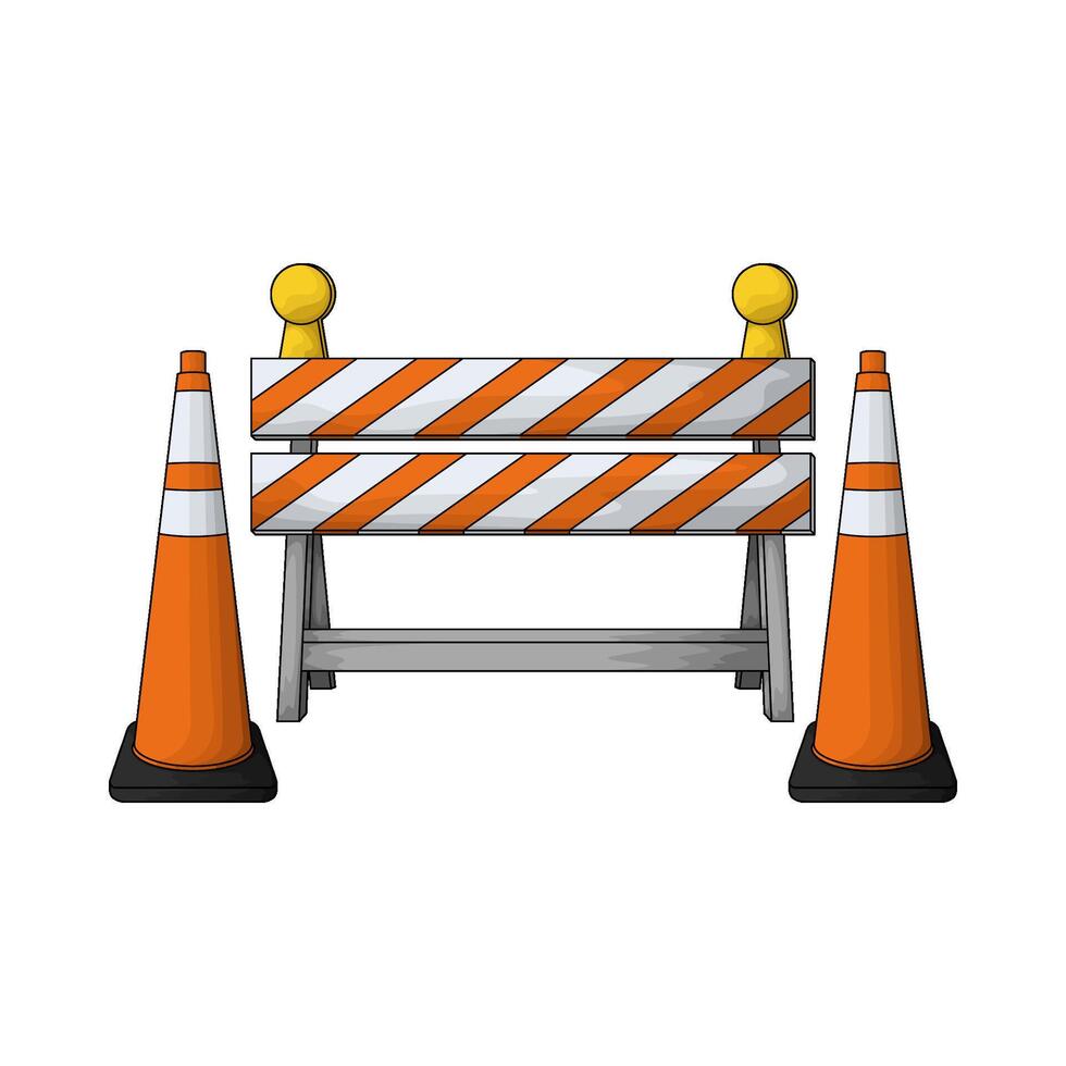 barricade and traffic cone illustration vector