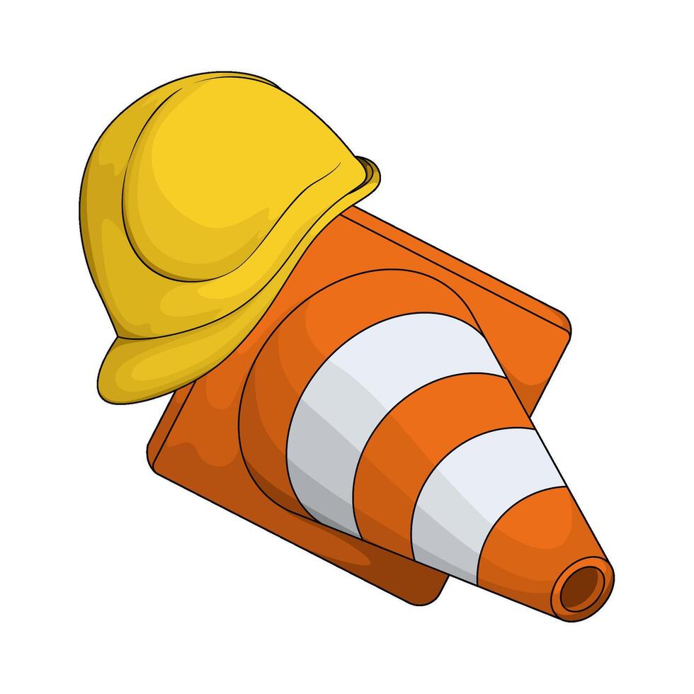 construction helmet on traffic cone vector