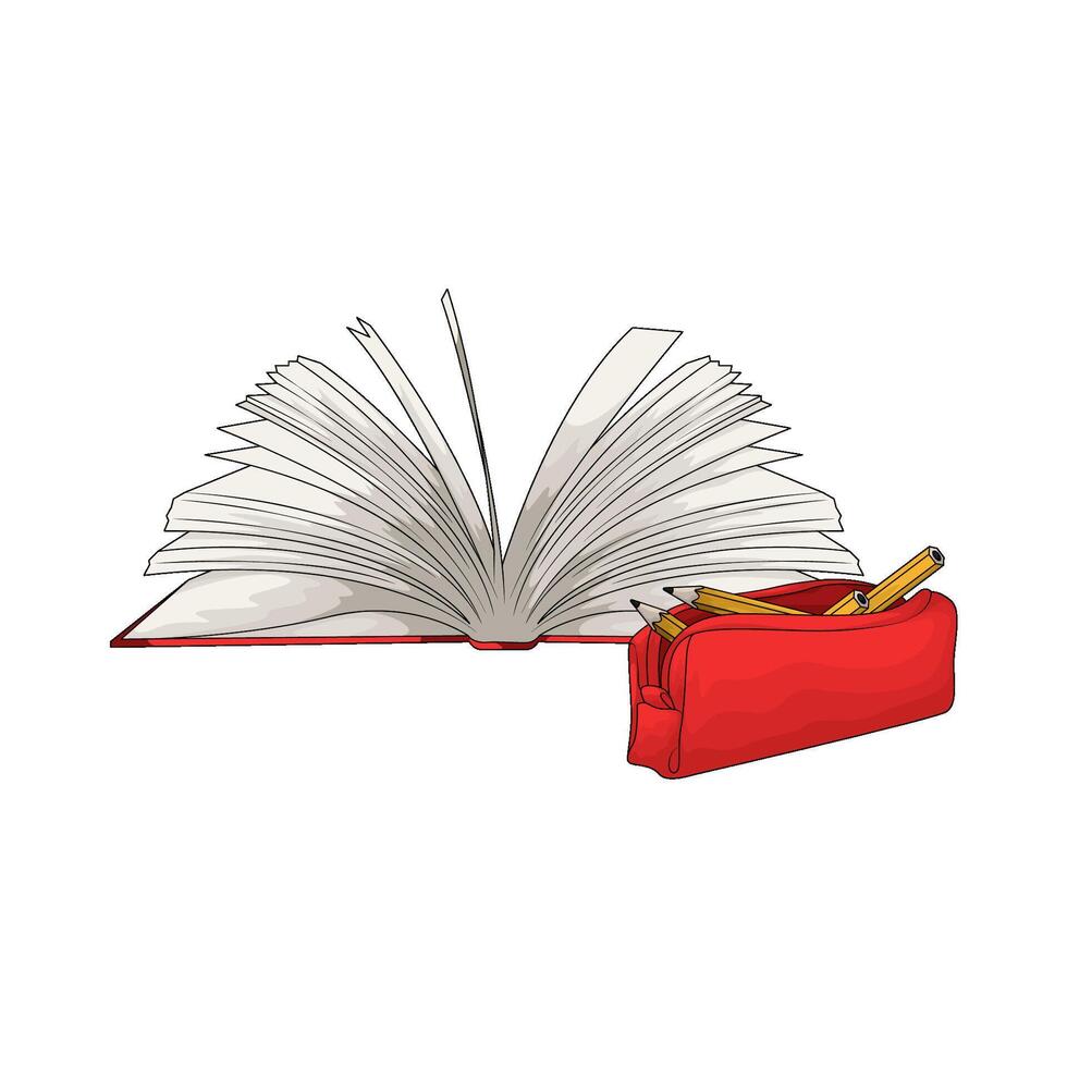 open books with pencil case vector