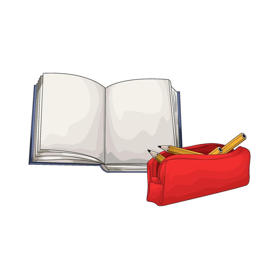illustration of open books with pencil case vector