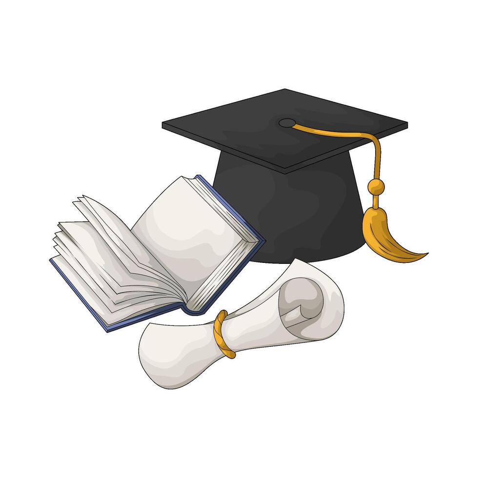 illustration of graduation cap with book vector