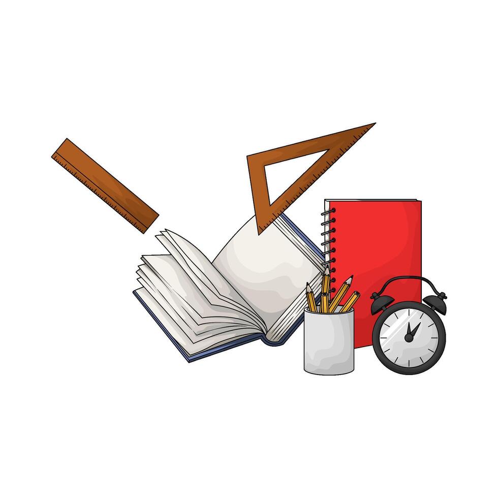 alarm clock and stationery vector