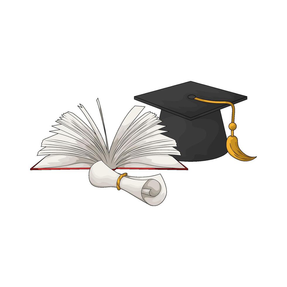graduation cap with book illustration vector