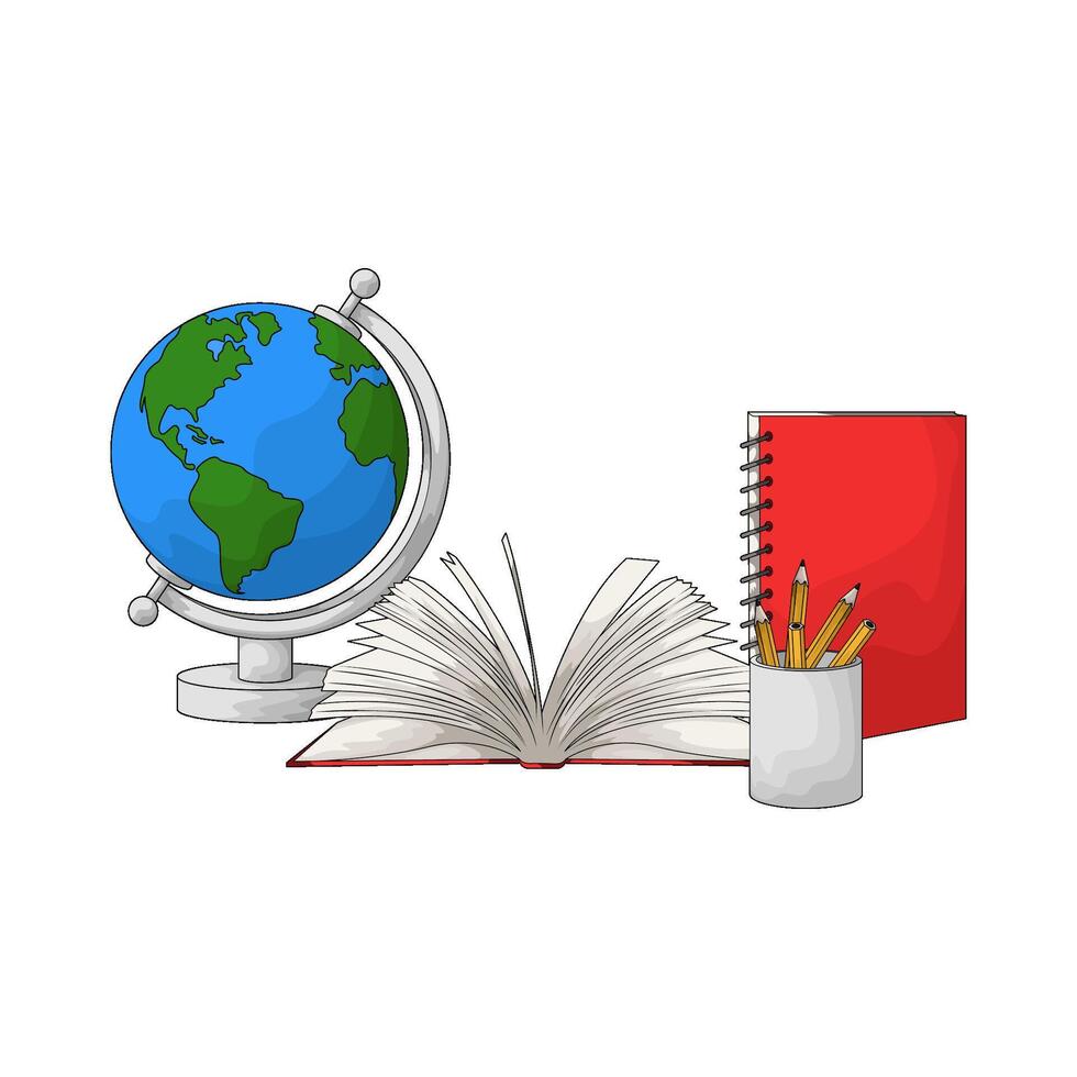 illustration of open books and globe vector