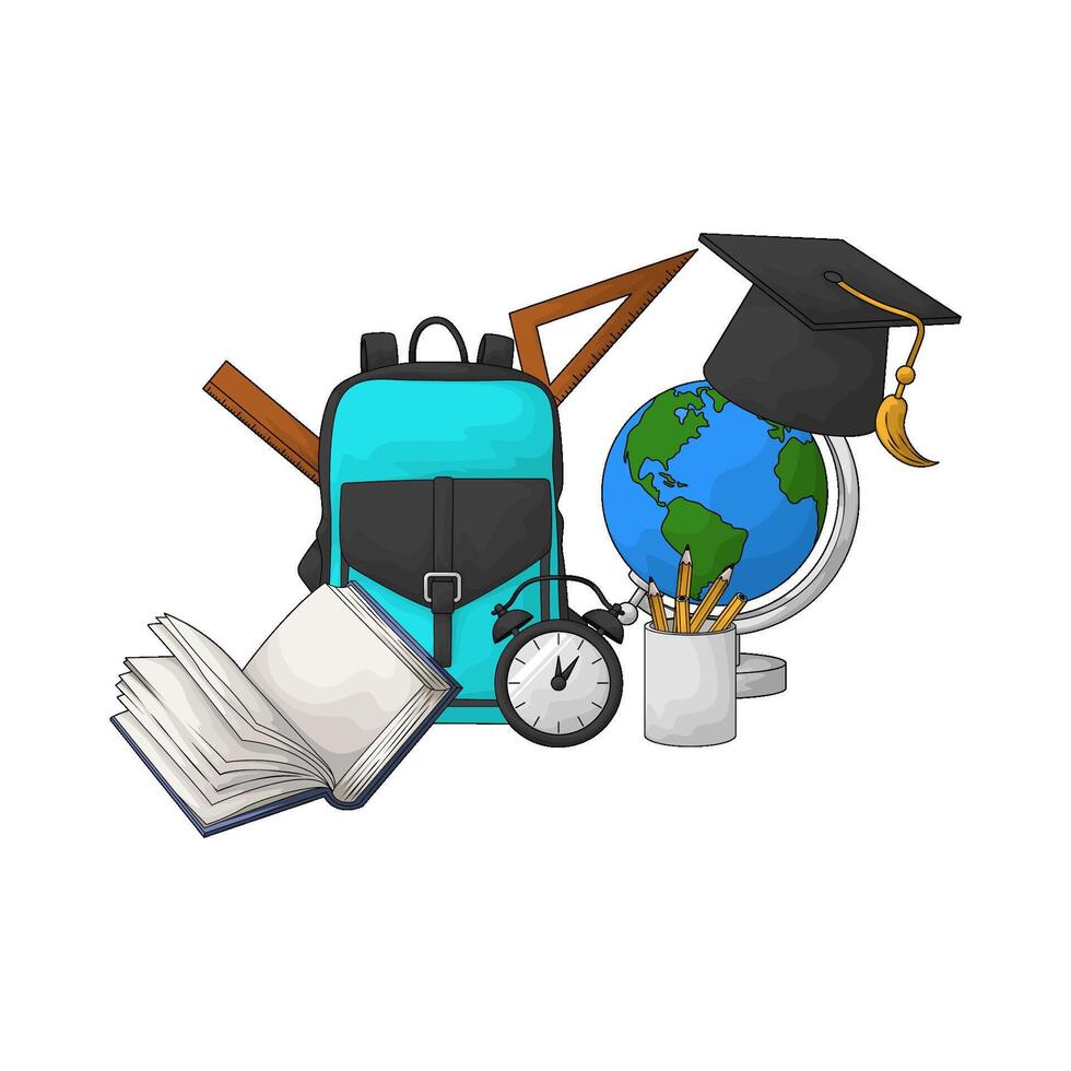 globe and stationery vector