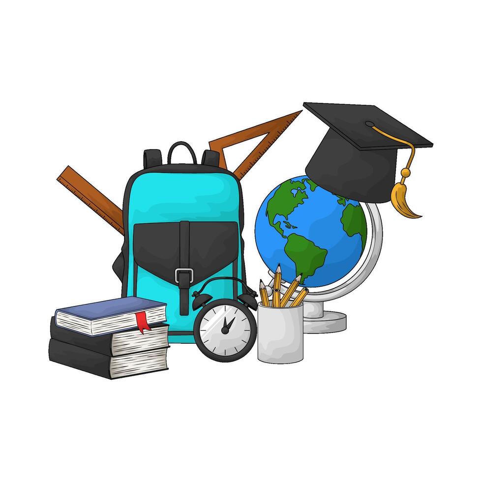 illustration of globe and stationery vector