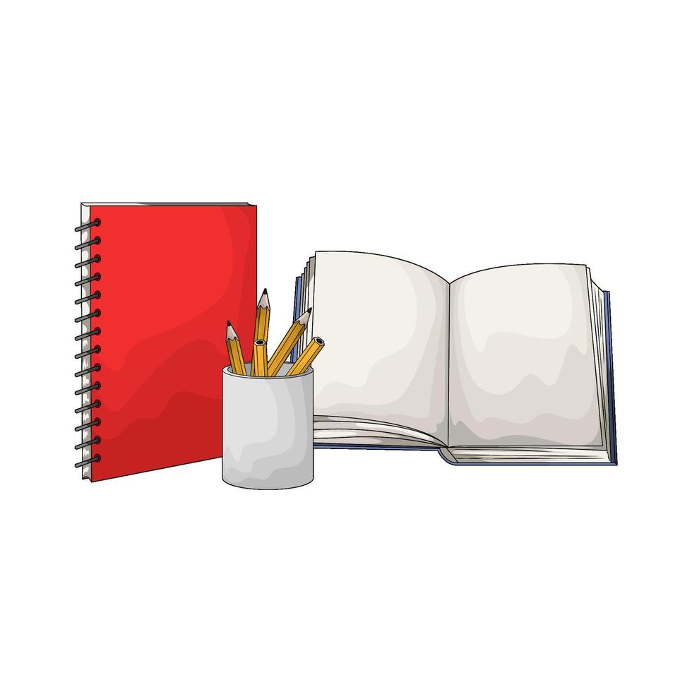 open book with pencils vector