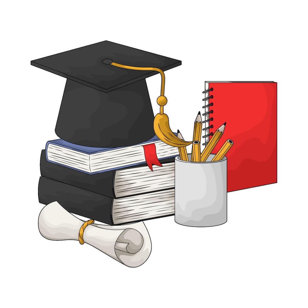 graduation cap and book vector