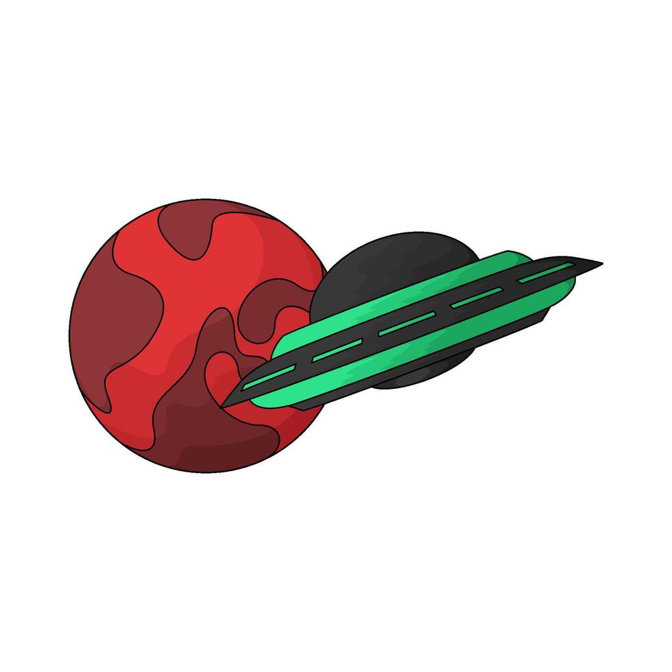 ufo and red planet vector