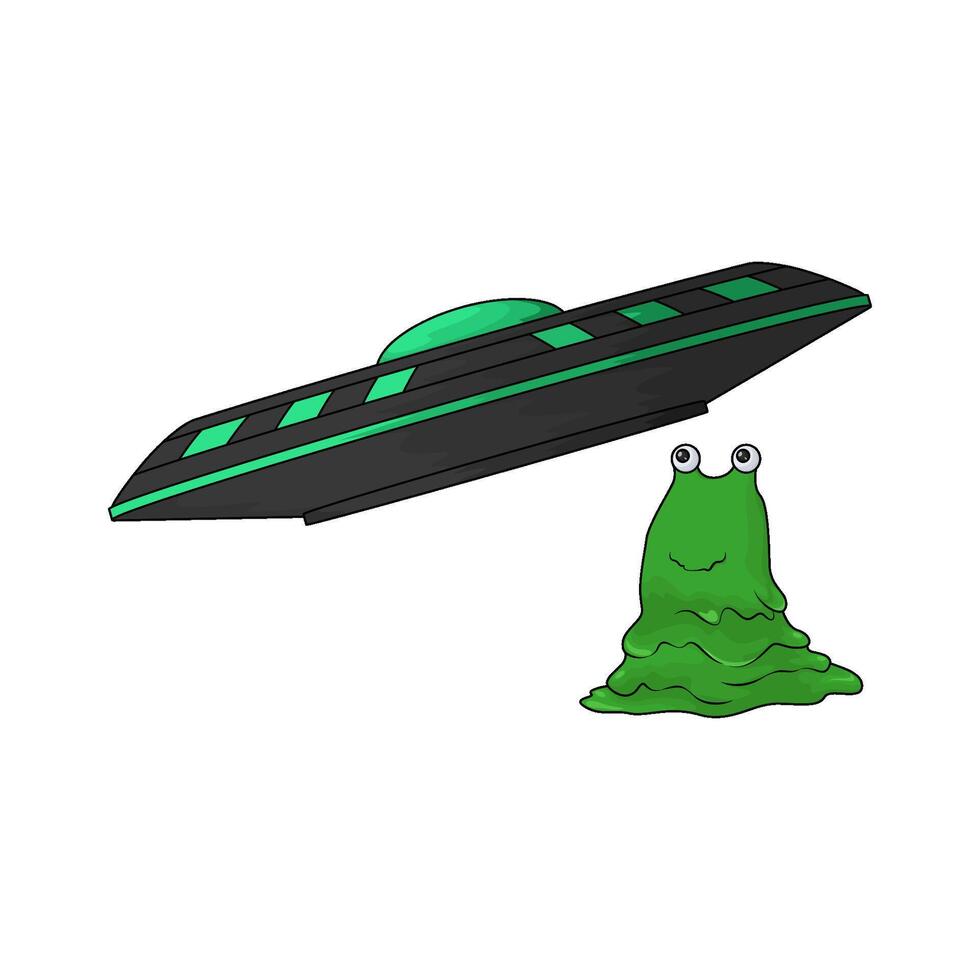 green monster with ufo vector