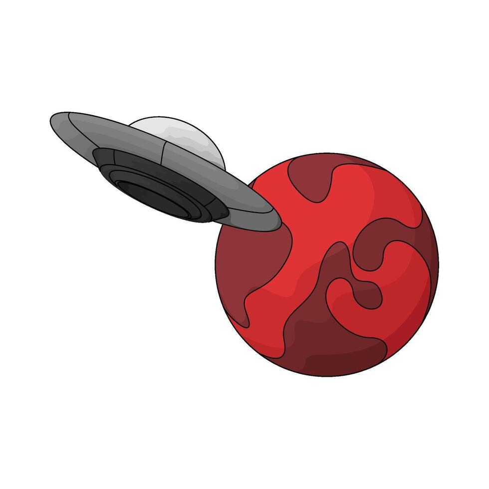 red planet with ufo vector