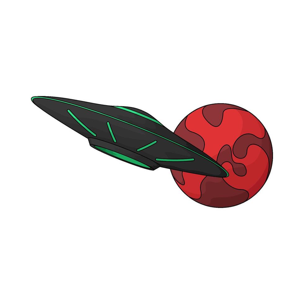 red planet and ufo vector
