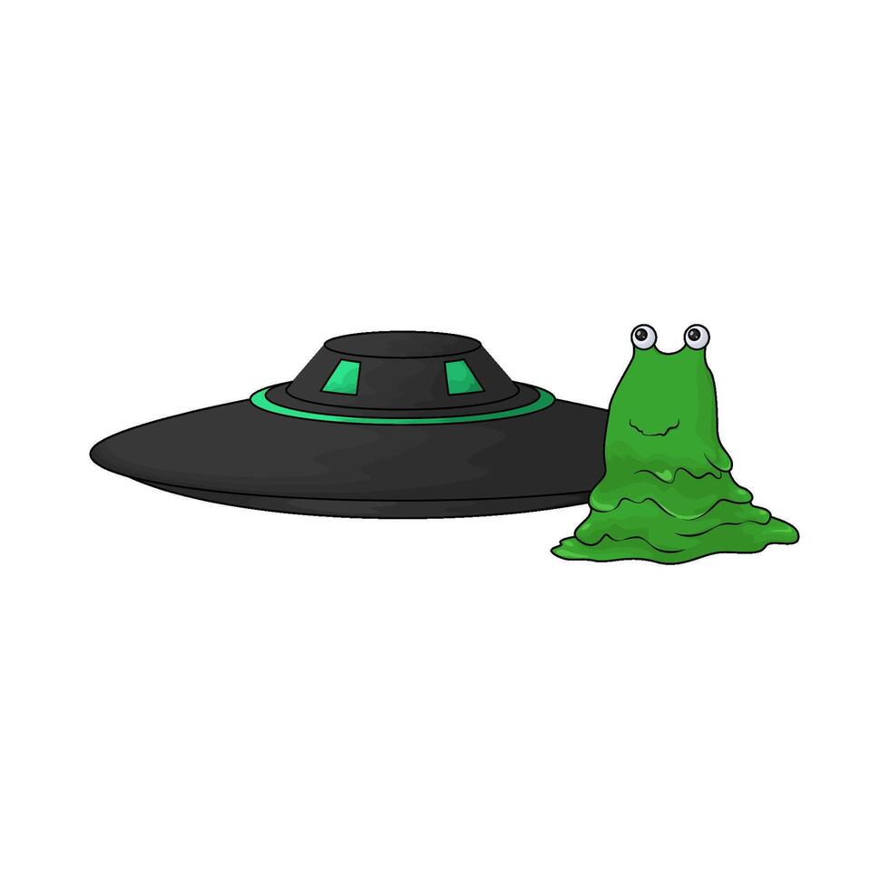 green monster and ufo illustration vector