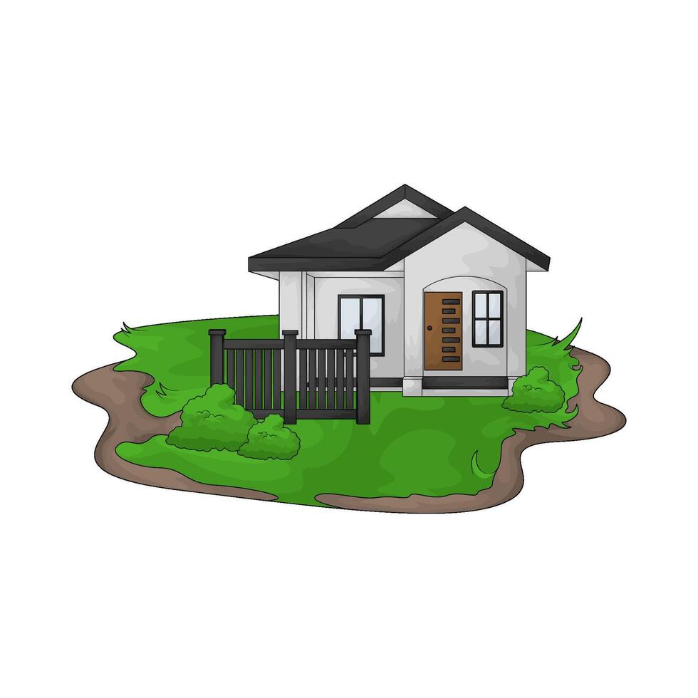 illustration of luxury house with fence vector