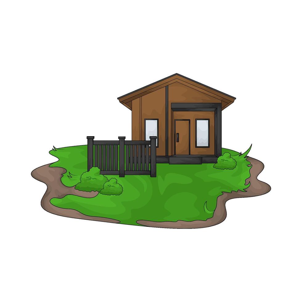 luxury wooden home illustration vector