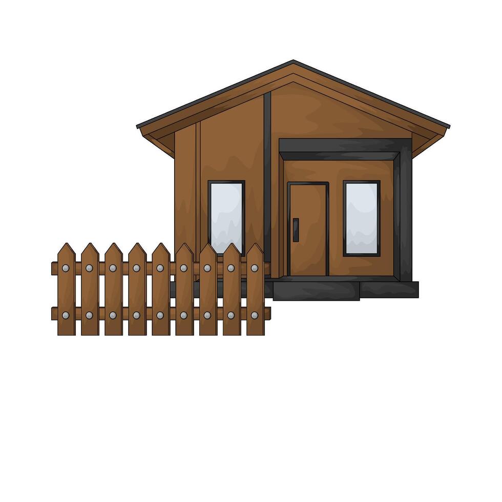 wooden fence in wooden house vector