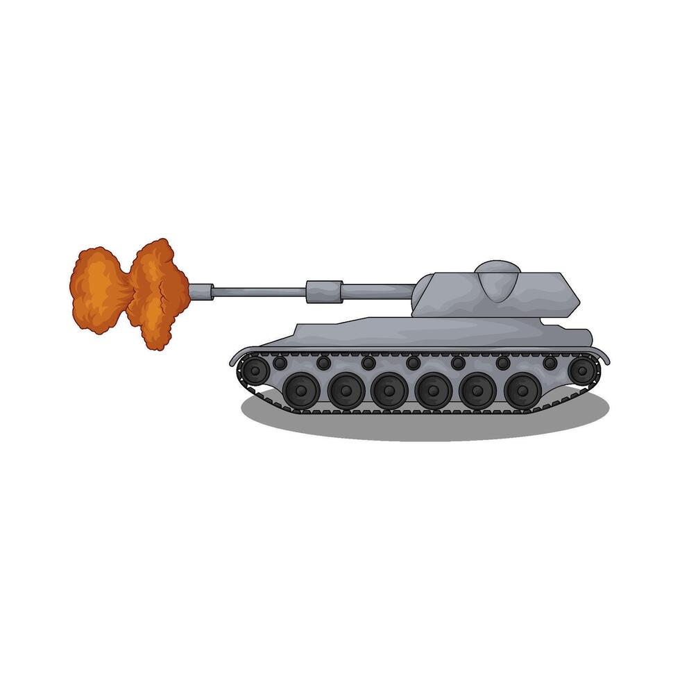 illustration of military tank emits fire vector