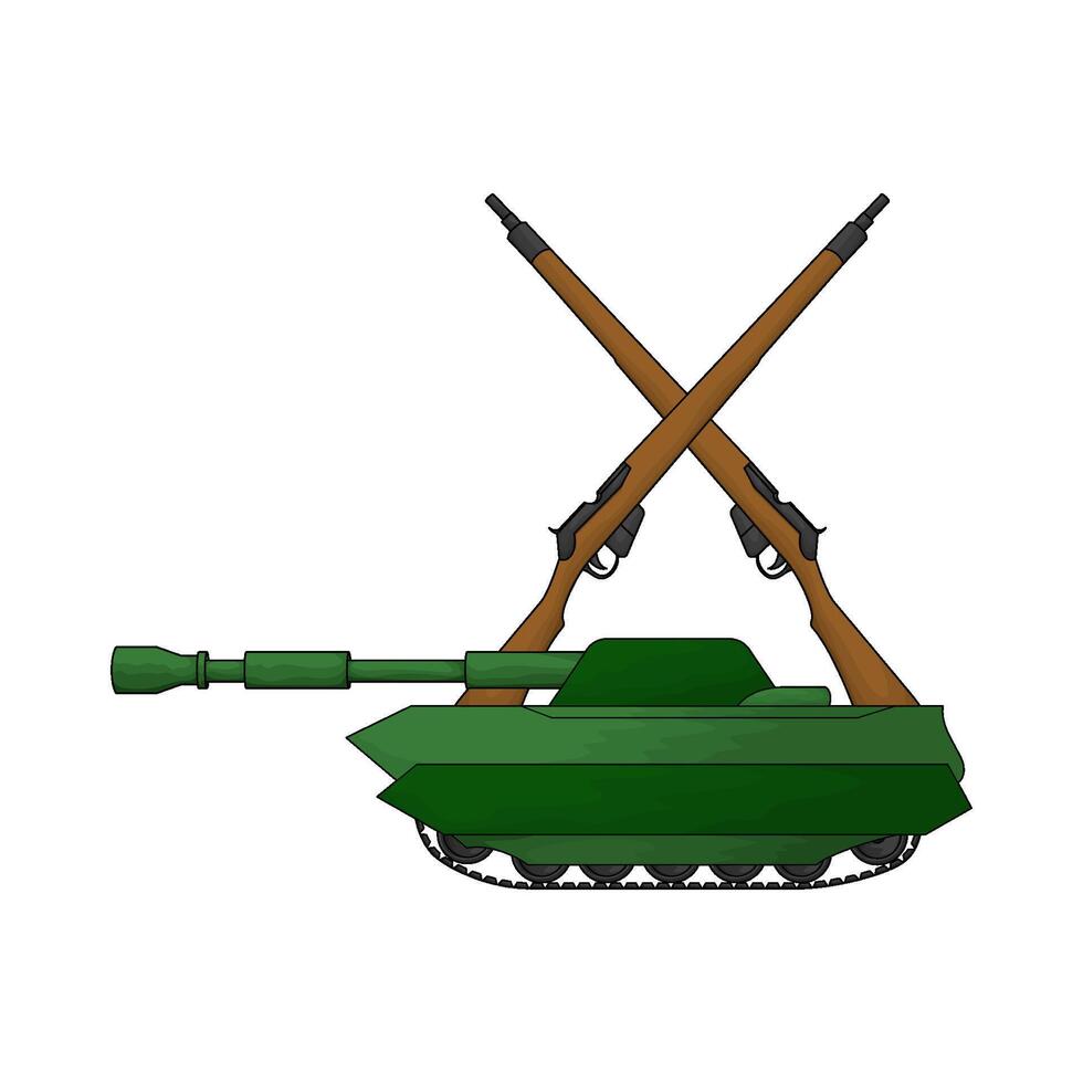 green military tank with rifle vector