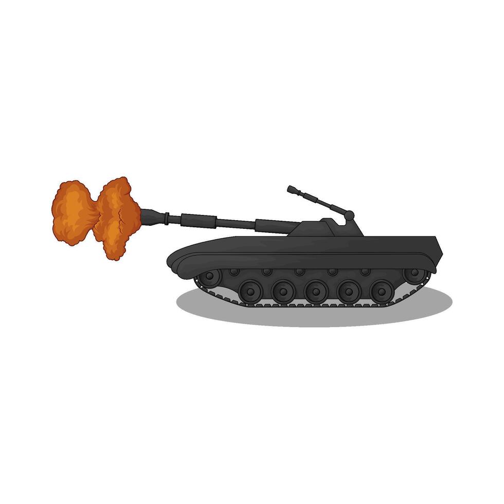 illustration of military tank that emits fire vector