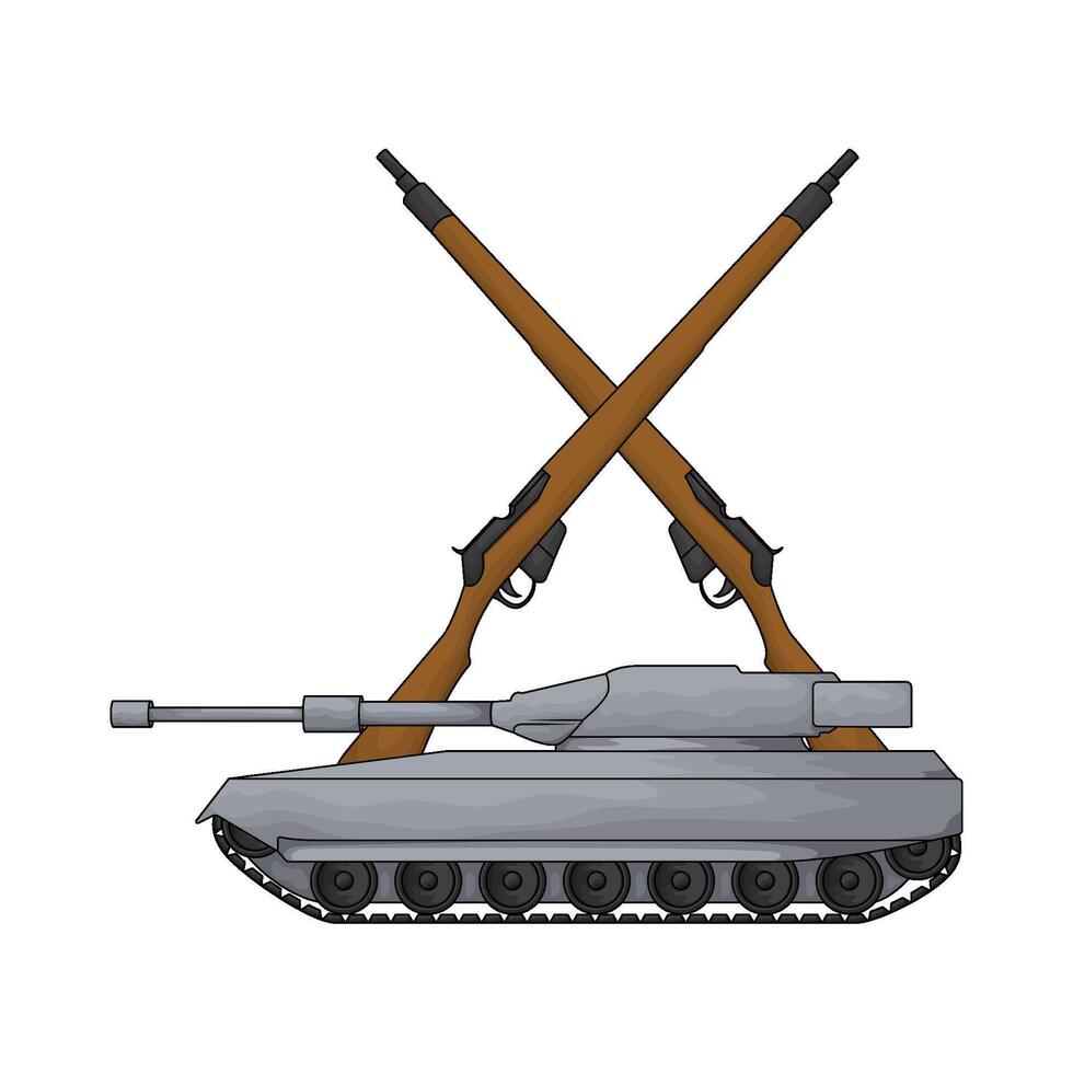 illustration of military tank with rifle vector