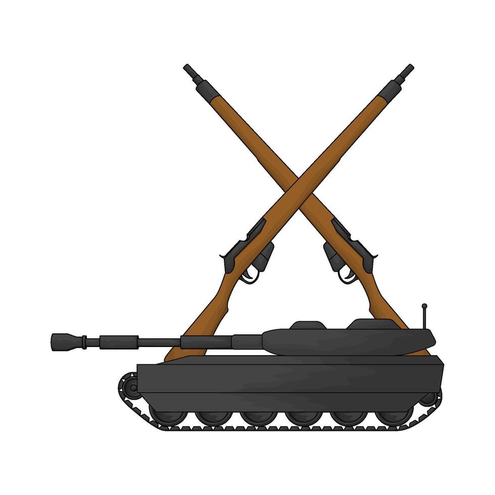 illustration of black military tank with rifle vector