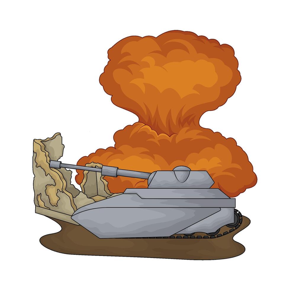 explosion near a military tank vector
