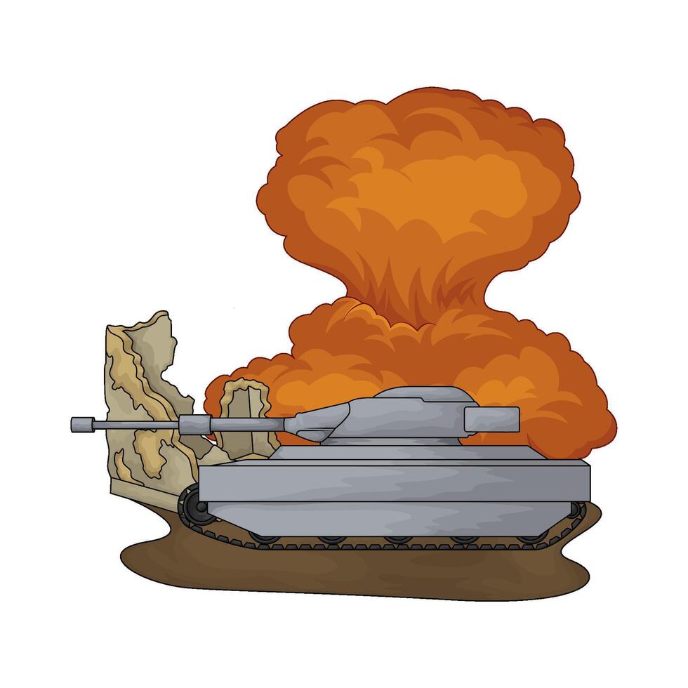the military tank exploded illustration vector