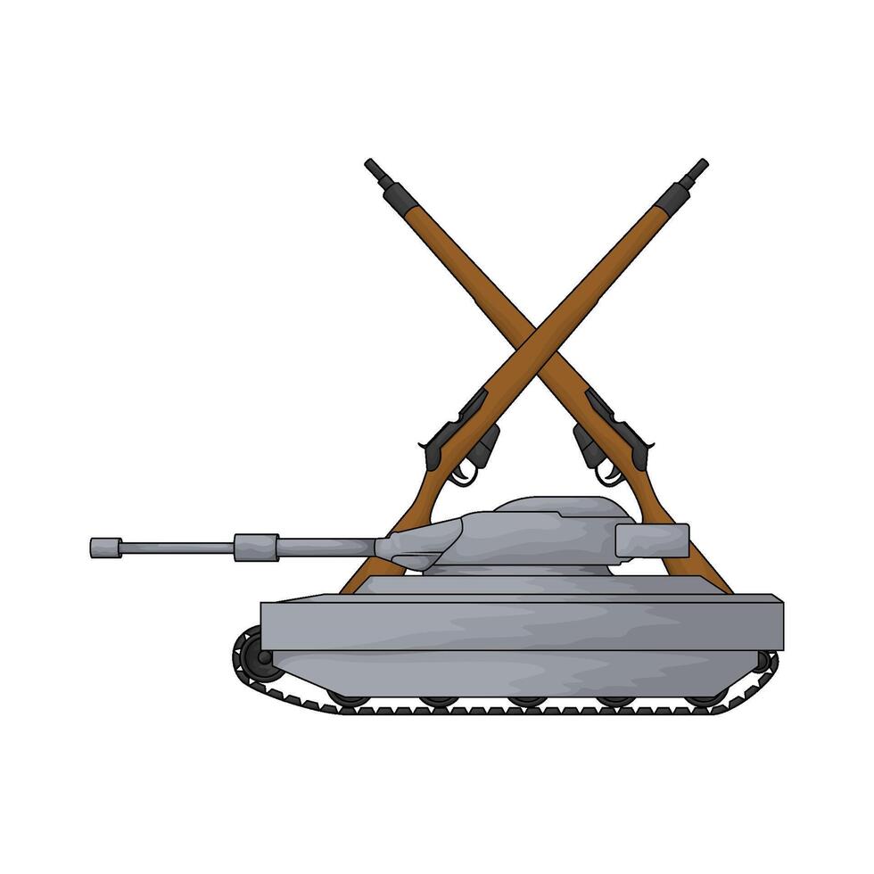illustration of tank with crossed rifle vector
