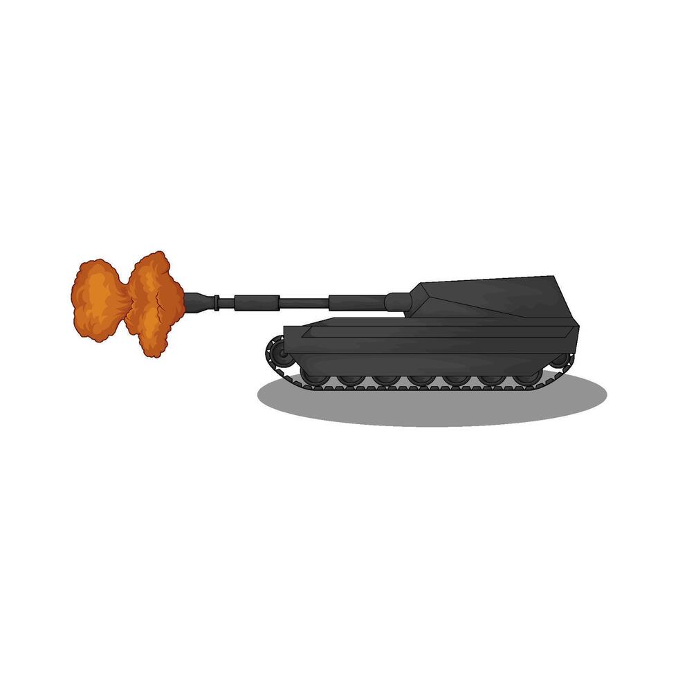 the tank was emitting fire illustration vector