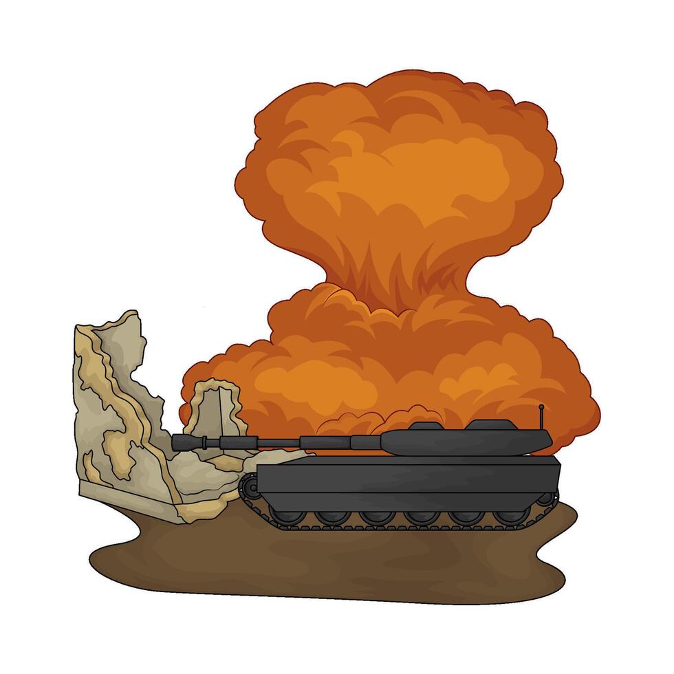 the military tank exploded vector