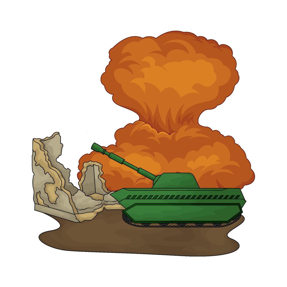 illustration of the military tank exploded vector