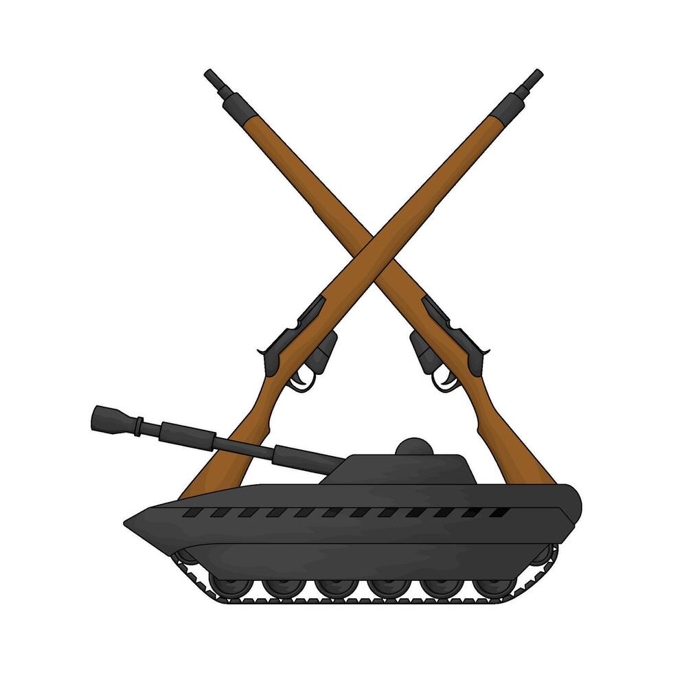 tank with crossed rifle illustration vector